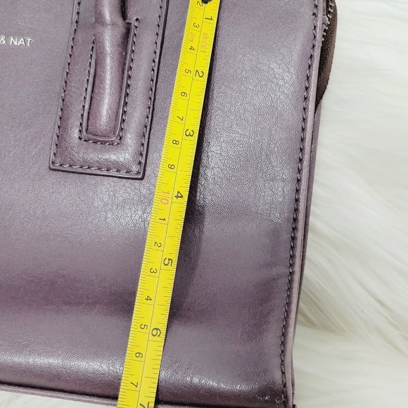Matt & Nat Purple Dual Handle Satchel Bag Structured Zip Top Recycled Bottles - Picture 10 of 12